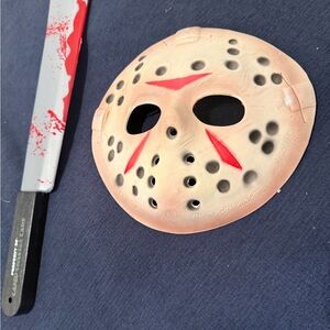 Jason Hockey Mask and Bloody Knife Prop Set